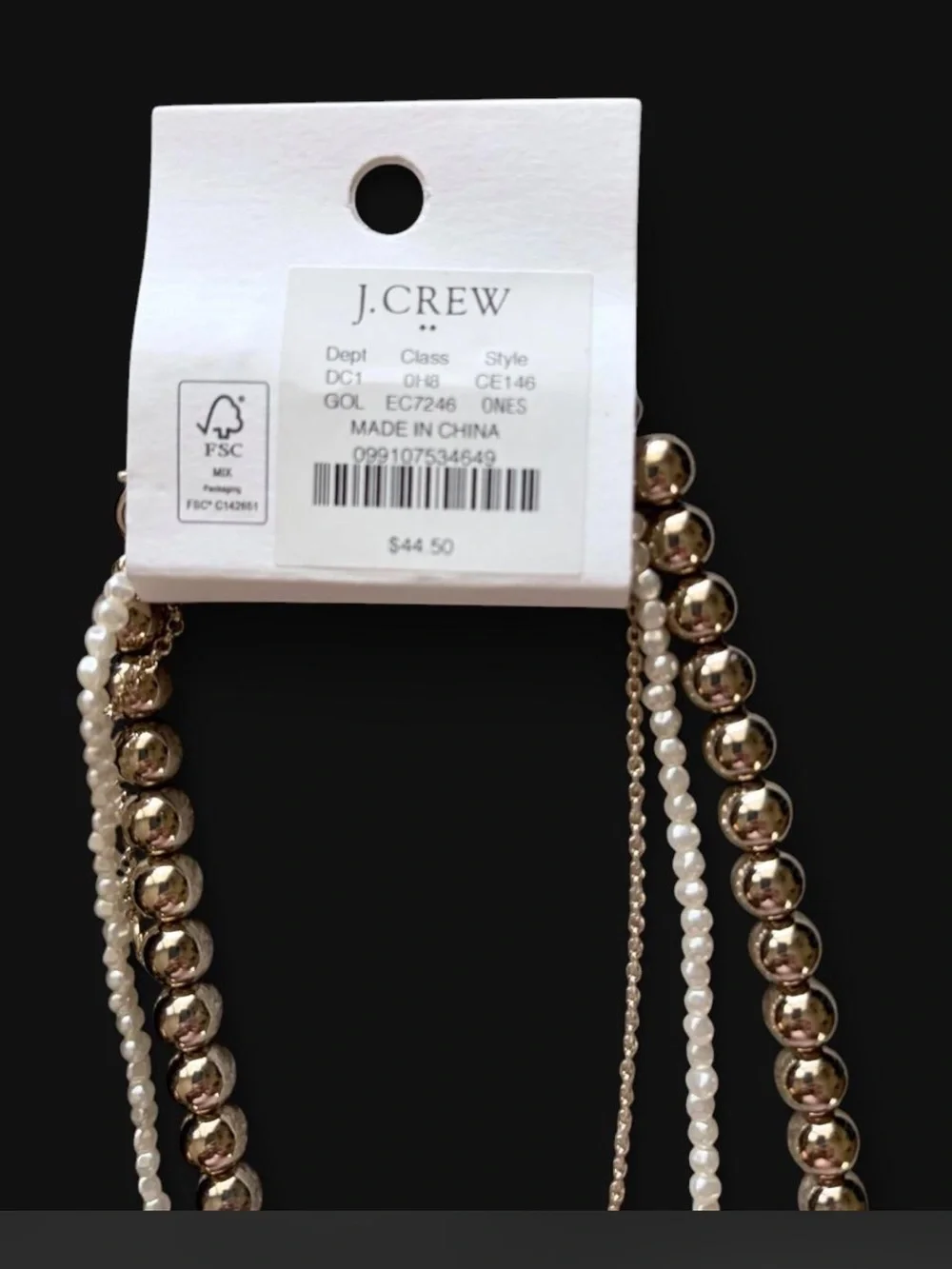 J. Crew Gold and White Layered Heart Pendant Necklace